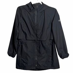 Columbia Long Parka Drawstring Hooded Rain Jacket Black Women’s‎ Sz S